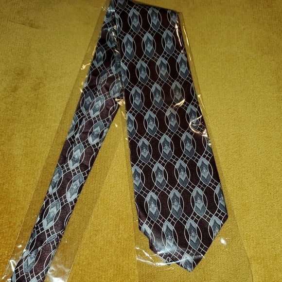 : Dark Brown & Blue Patterned Necktie New - Picture 2 of 6
